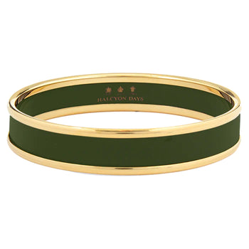 Halcyon Days Bangle - Enamel - Green & Gold - Medium